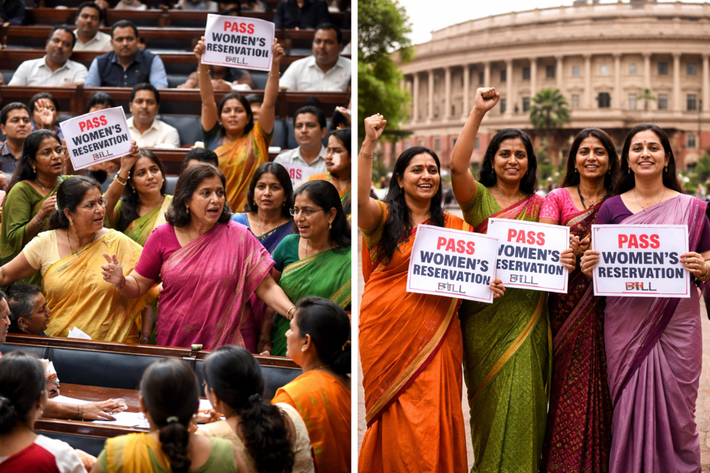 महिला आरक्षण बिल संसद में
संसद में महिला आरक्षण बिल पर चर्चा का दृश्य