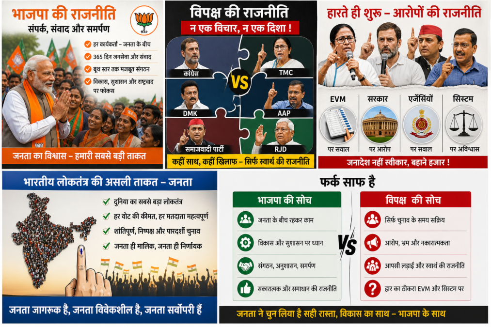 “2026 के चुनाव परिणामों ने साफ कर दिया कि भारतीय लोकतंत्र में अंतिम निर्णय जनता का होता है, और जनता का जनादेश किसी भी राजनीतिक बहाने से बड़ा होता है।”