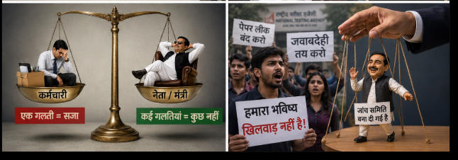कर्मचारी की एक गलती, नेता की सौ गलतियां!