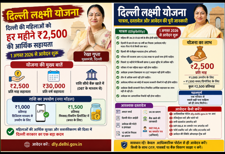 दिल्ली लक्ष्मी योजना: महिलाओं को हर महीने ₹2,500 कैसे मिलेंगे?